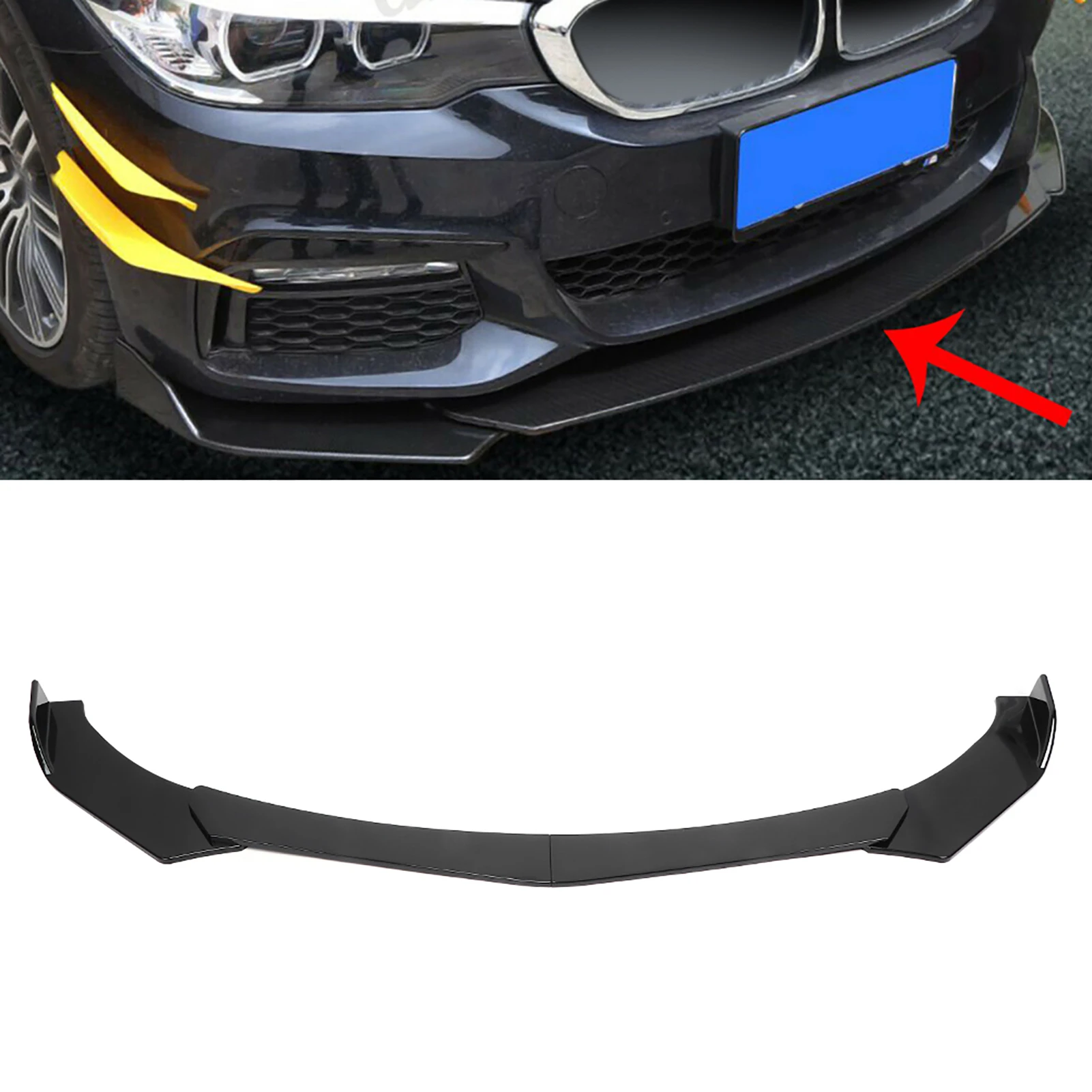 Bodykit for  Lancer  Front Bumper Lip Splitte Body Kit Spoiler Glossy Black  Fits for