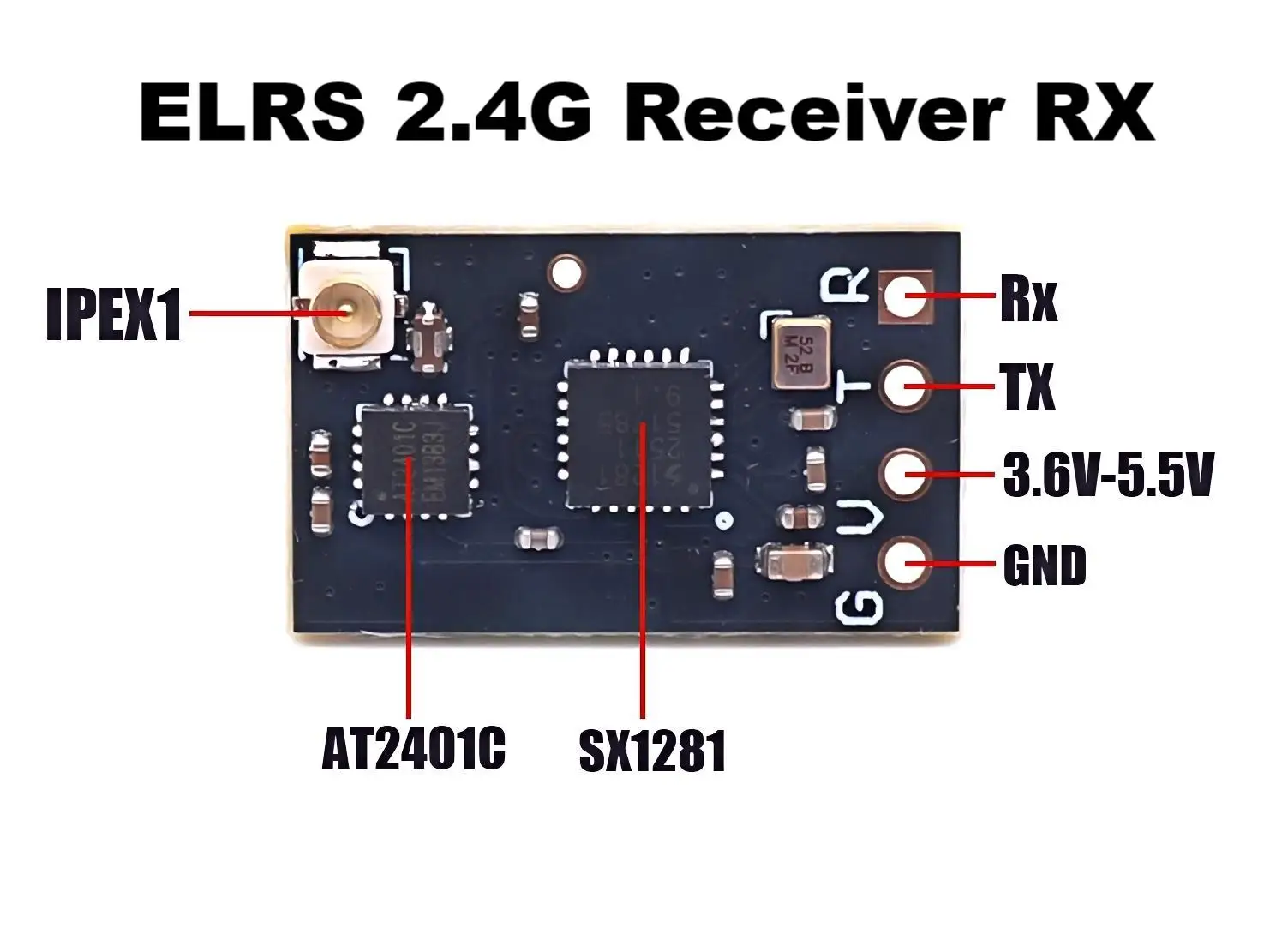 DroneHub ELRS 2,4G receptor RX receptor cruzado modelo FPV NANO ExpressLRS con antena tipo T compatible con Wifi actualización Drone