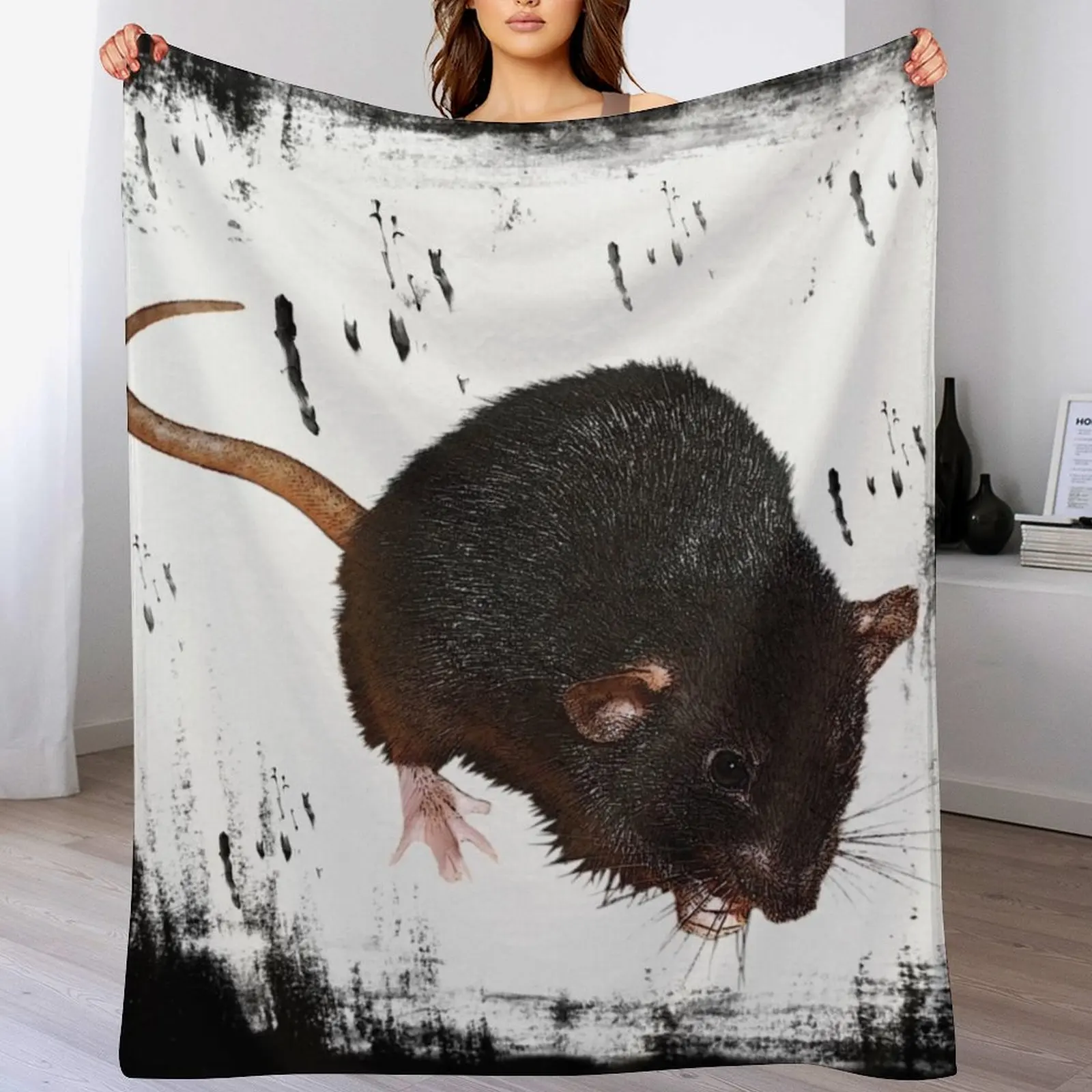 

rat with background, rodents, lovely pets, gifts rat fan Throw Blanket Beautifuls Large Weighted Plaid Blankets