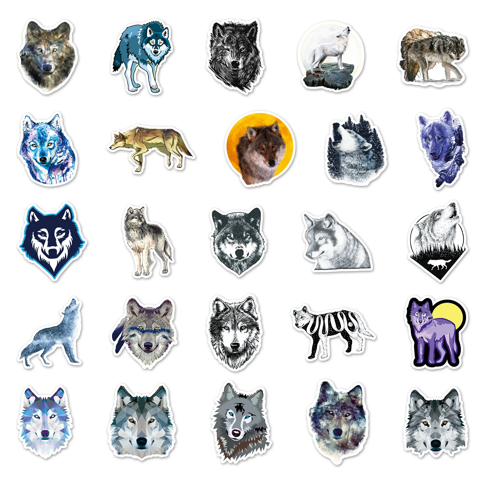 10/30/50PCS New Trendy Cartoon Wolf Graffiti Helmet Cup Car DIY Waterproof PVC Pocket Account Play Reward Sticker Wholesale