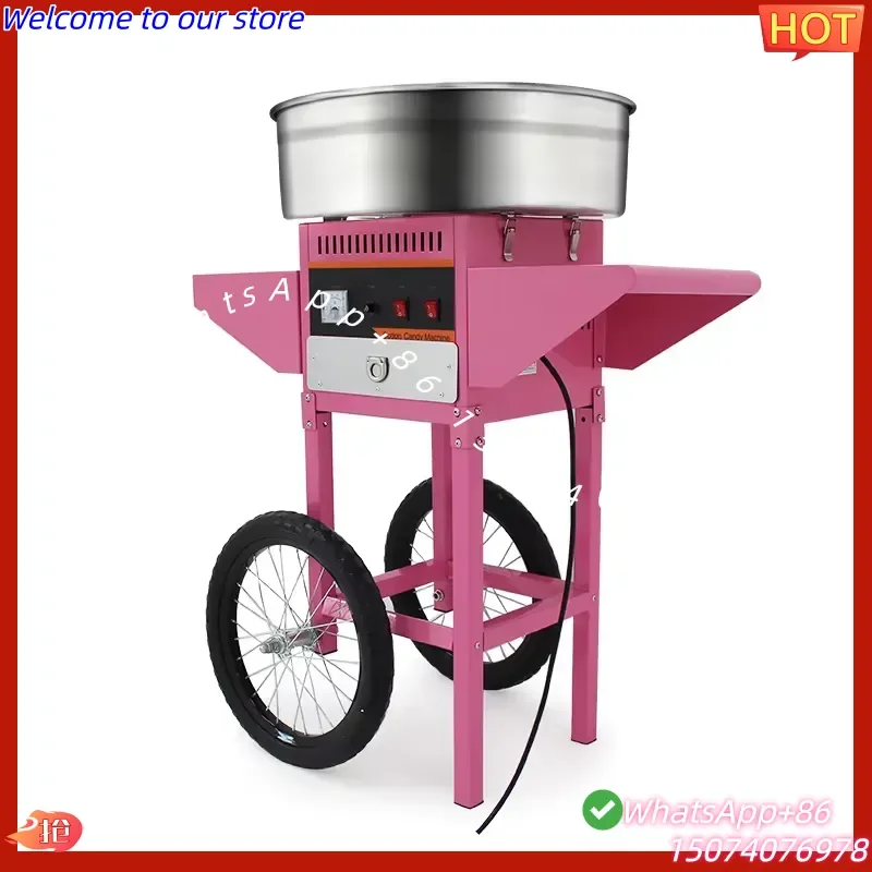 2026 Electric Candy Floss Machine Cart Cotton Candy Machine with Cart and Cover