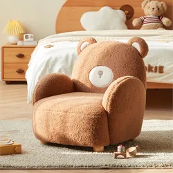 MOMO Cartoon Solid Wood Feet Lazy Susan Home Living Room Children Cute Bear Sofa Single Chair Minimalist Modern Children's Sofa