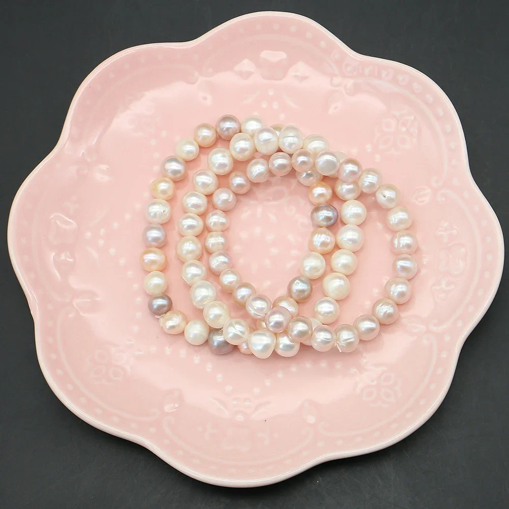 Round Natural Freshwater Screw Pearl Bracelet Baroque Pearl Loose Bead Beaded Jewelry Elegant Woman Outfit Essentials 8-9mm