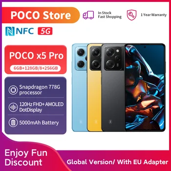 X5 poco Pro สมาร์ทโฟน5G ทุกรุ่น128GB/256GB Snapdragon 778g 120Hz AMOLED flow 108Mp 67W NFC