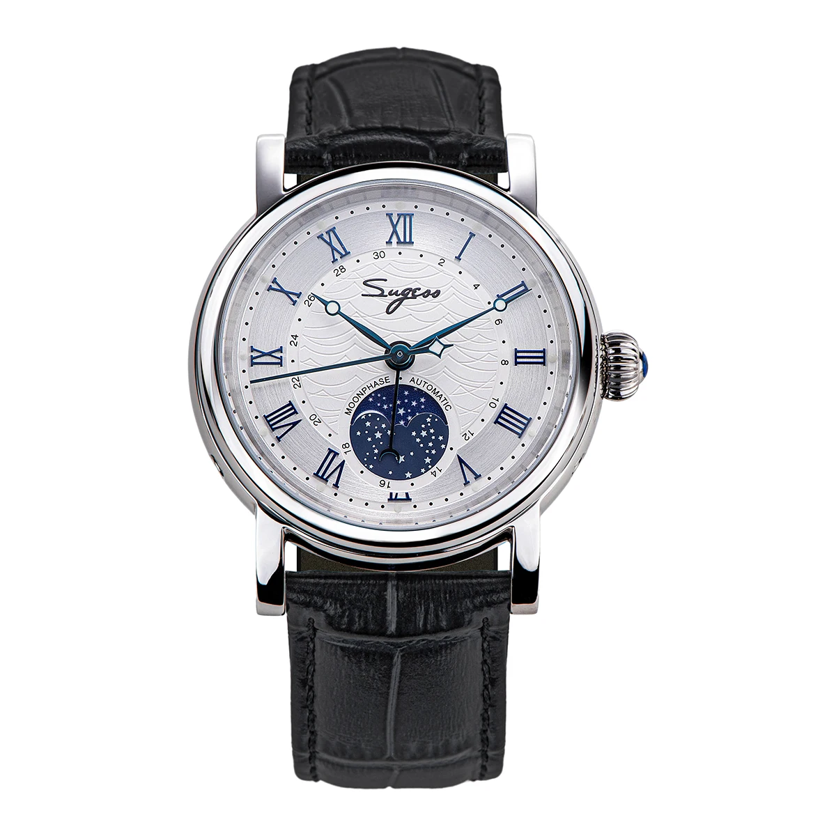 Sugess moon phase automatische mechanische Herren uhr Armbanduhren Original werk st2108 wasserdichte Uhr Saphir Sonder datum