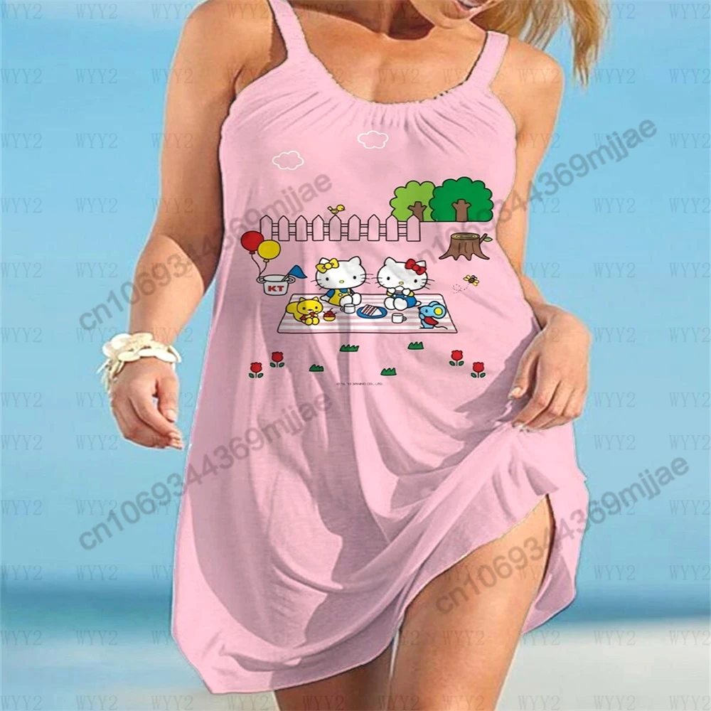 Round Neck Y2k Clothes Women Tops for Women 2023 HelloKitty Beach Dresses Woman Clothing Zevity Summer Top Women's T-shirt Tees