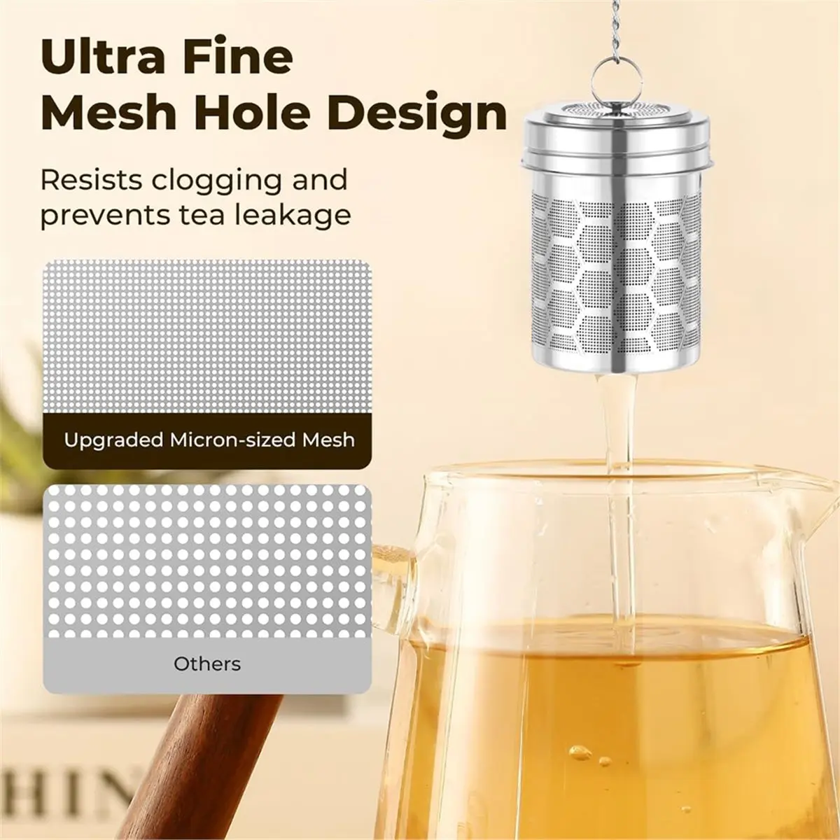 Oct Sale 2 Pack Tea Strainers for Loose Tea, Extra Fine Mesh Tea Infuser, with Chain Hook, Loose Leaf Tea Steeper for Brew Tea