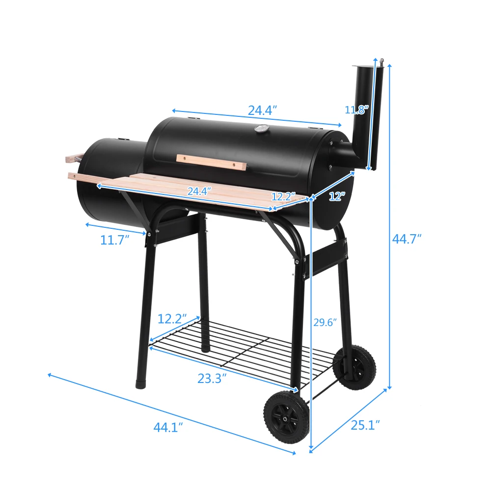 Tambor De Óleo Forno De Carvão Vegetal, Tinta Spray De Alta Temperatura, Diâmetro 15cm, Roda De Plástico, 500-600 Graus