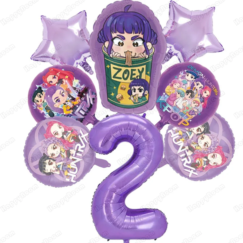 8 قطعة Kpop شيطان الصيادين بالونة عيد ميلاد مجموعة الموسيقى فتاة عدد بالونات ديكور الكرتون لوازم الحفلات استحمام الطفل لعبة هدايا الاطفال #3