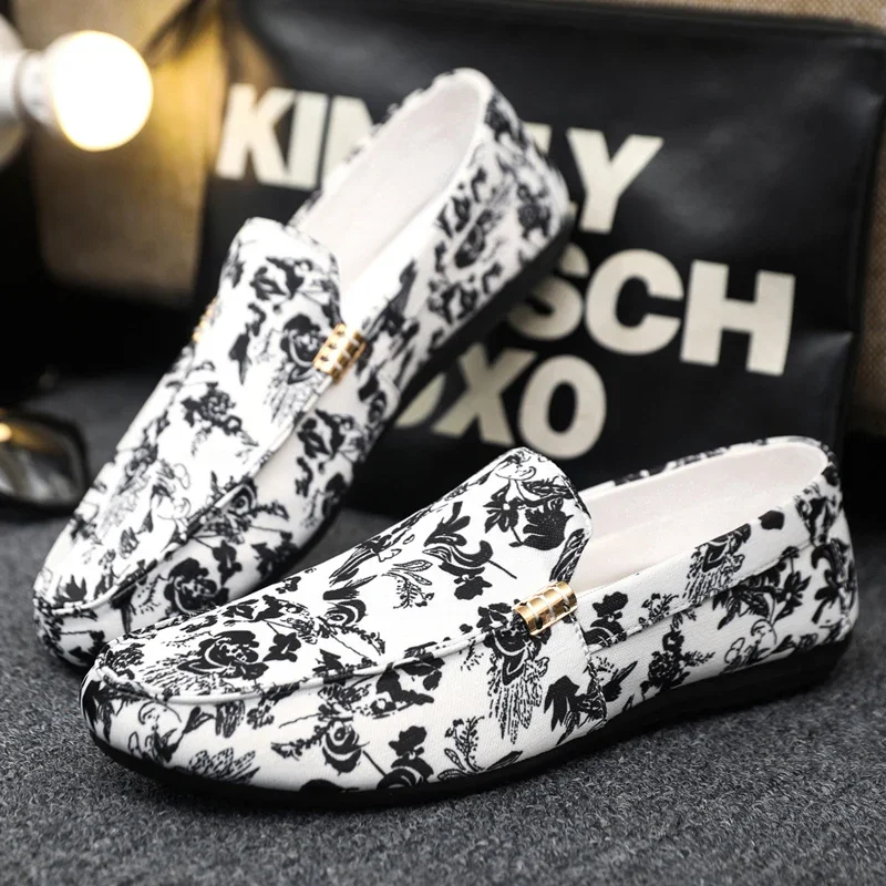 

Big Size 46 Men's Casual Shoes Fashion Printing Designer Loafers For Men Flat Shoes Comfortable Slip on Shoes Man Office Shoes