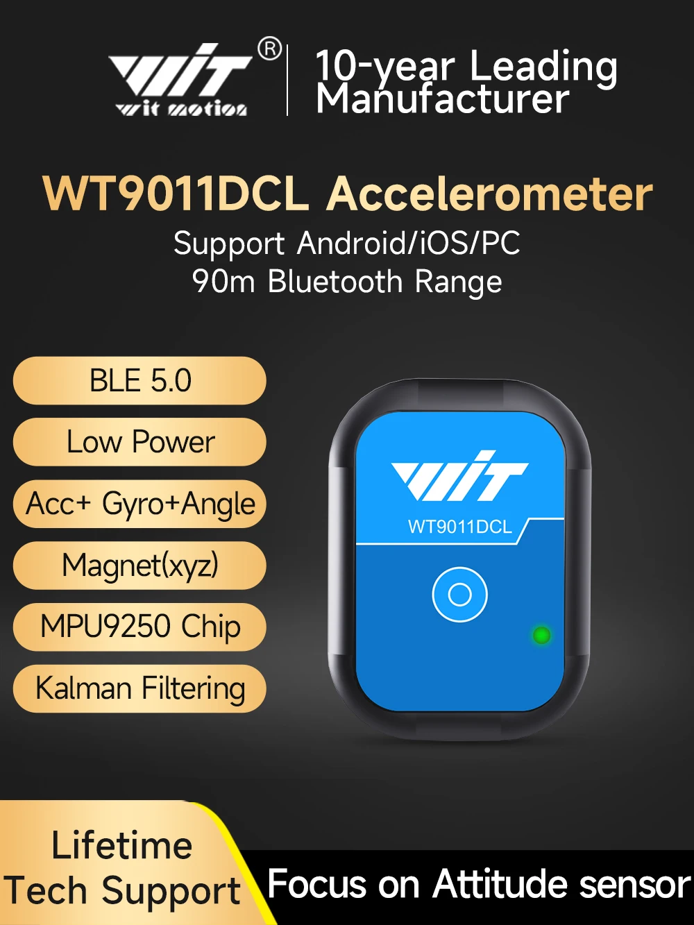 

WitMotion WT9011DCL Bluetooth 5.0 Accelerometer Gyroscope Angle Sensor Electronic Compass Magnetometer Inclinometer for Arduino