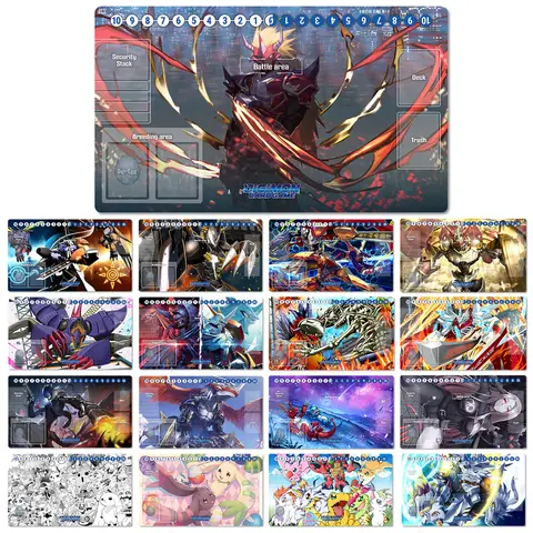 보드 게임 디지몬 Playmat Omegamon Agnimon Terriermon 메탈 그레이 몬 DTCG TCG CCG 트레이딩 카드 게임 매트 마우스 패드 데스크 매트 & 가방