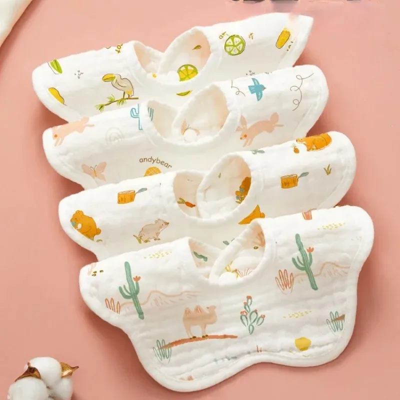 

9 Infant Cotton Bibs - Newborn Baby Muslin Drool Bibs, Summer Waterproof Feeding Bibs, 0-6 Months, Soft Newborn Bibs.