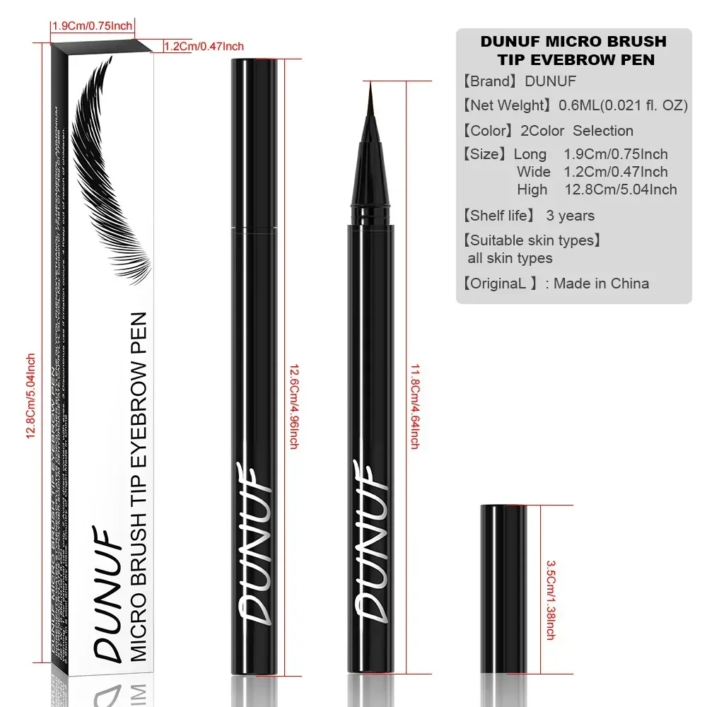 DUNUF Black Brown Ultra-fine Liquid Eyebrow Pencil Waterproof and Sweat Proof Natural Eyebrow Makeup Tool Eyebrow Pen Makeup