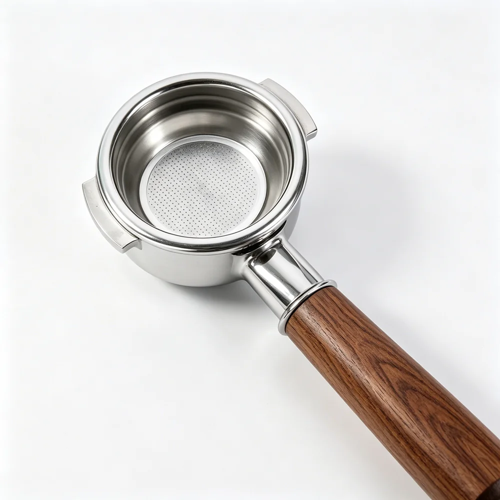 CAFOVO E120-58 58MM Bottomless Portafilter 304 Stainless Steel Walnut Handle 300g Only Applicable to CAFOVO E120 Coffee Machine image 5