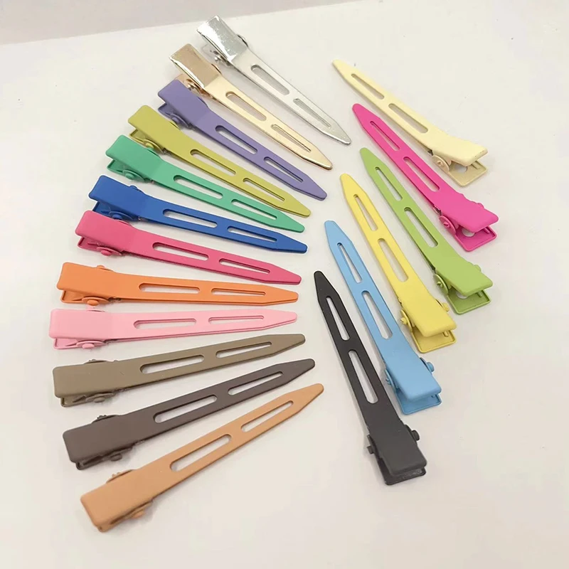 50PCS 5.5cm Colorful Single Prong Metal Alligator Hair Clips Plain Hairpin Barrettes for Handmade Kids Girls Hair Accessories