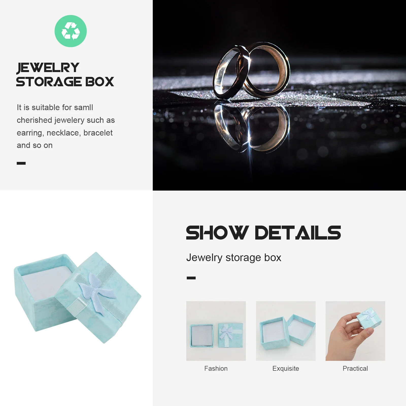 

24Pcs Blue Jewelry Organizers Storage Gift Boxes for Earring Necklace Bracelet Holder Sturdy Paperboard Box Party Favor Candy