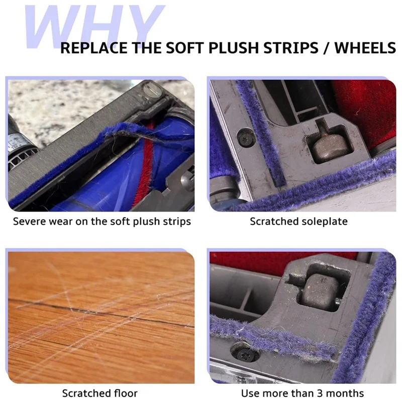 AC66 10 قطعة عجلات Soleplate لاستبدال دايسون V6 V7 V8 V10 V11 V15 DC58 DC59 DC62 أجزاء بكرات الرأس الأنظف المباشر