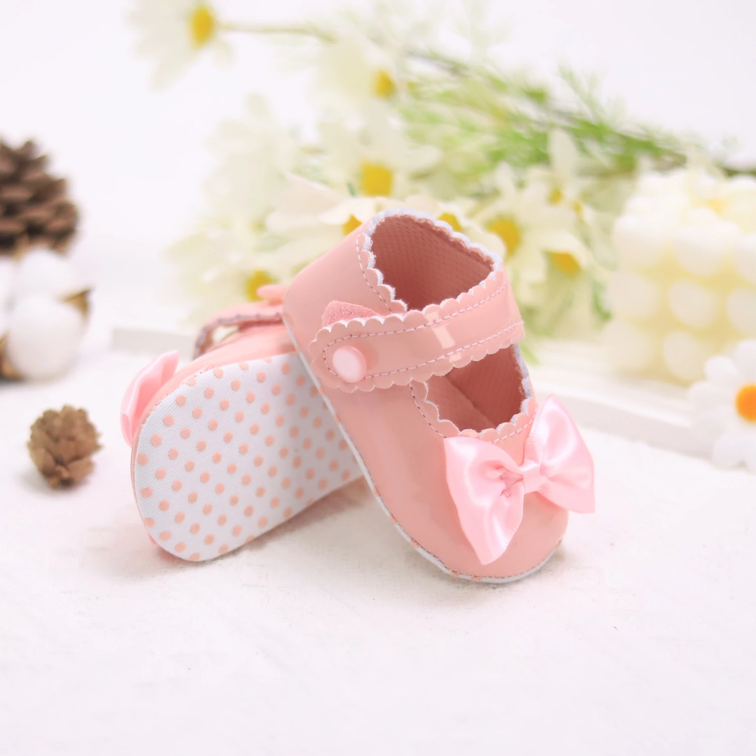 Baby toddler shoes baby girl first pair of front shoes fashion breathable Mary Jane elegant flats bow flats