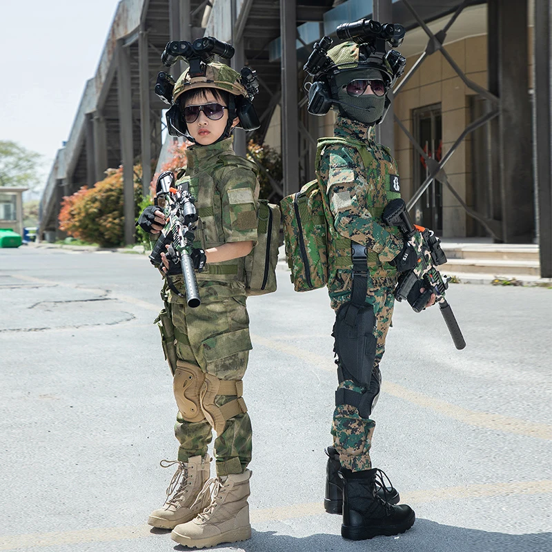 Soldier Outfit for Kids Army Suit Kid Size 11 Year Old Boy Special Forces Costume for Kids Camouflage Kind Leger Outdoor Combat