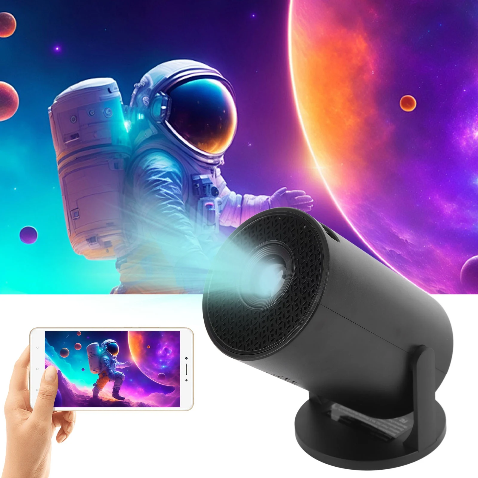 

Портативный проектор для фильмов с регулировкой на 270 градусов, USB-проектор для ТВ, беспроводной, высококачественный, черный, для ноутбуков, ПК, смартфонов