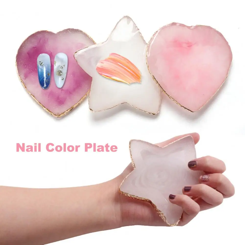 Resin Jewelry Display Plate Nail Color Plate Heart Star Shapes Displaying Natural Mixing Display Palette Gel Polish Holder