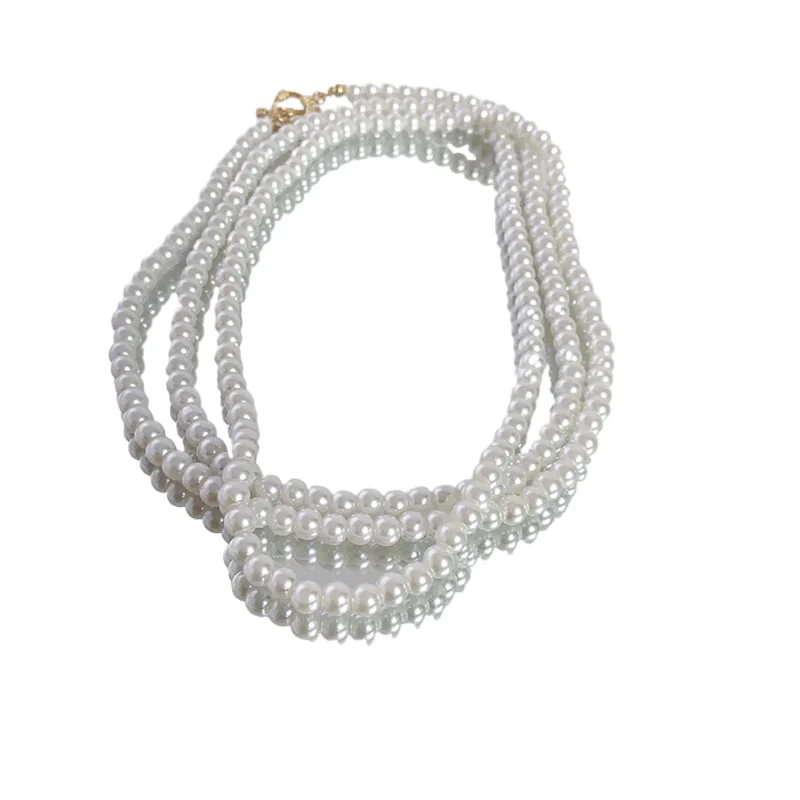 

Pearl multi-layer buckle women's fashion luxury sweater chain necklace temperament jewelry