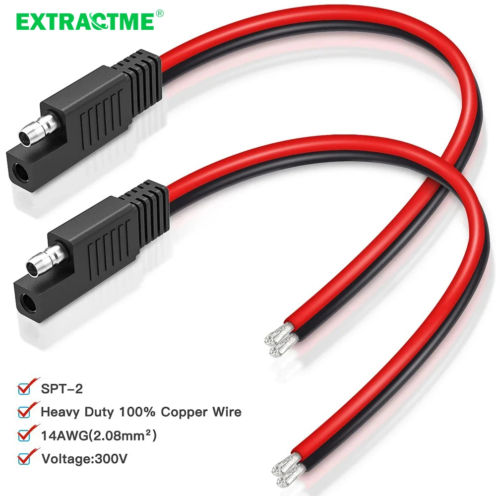 Extractme SAE Connector Extension Cable Quick Connector Disconnect Plug Power Automotive Extension Cable Solar Panel Cable Wire