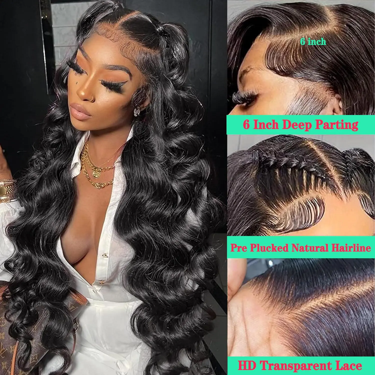 

Body Wave Lace Front Wigs Human Hair Pre Plucked Wigs Human Hair 13x6 HD Transparent Lace Frontal Wigs for Women With Baby Hair