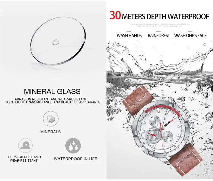 ساعة كوارتز فاخرة للرجال ، علامة تجارية شهيرة ، ساعات عمل ، ساعة ذكر ، موضة ، ذكر ، من من Nary-