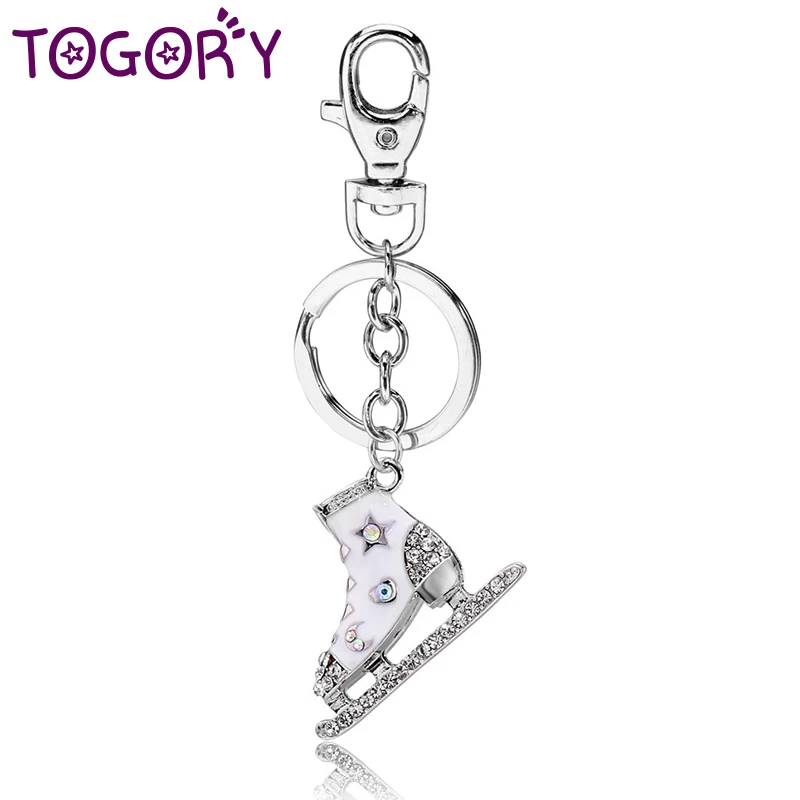 TOGORY Skate Shoes Key Chains Rings Holder Flower Star Crystal Rhinestone Purse Bag Buckle Pendant Keyrings KeyChains