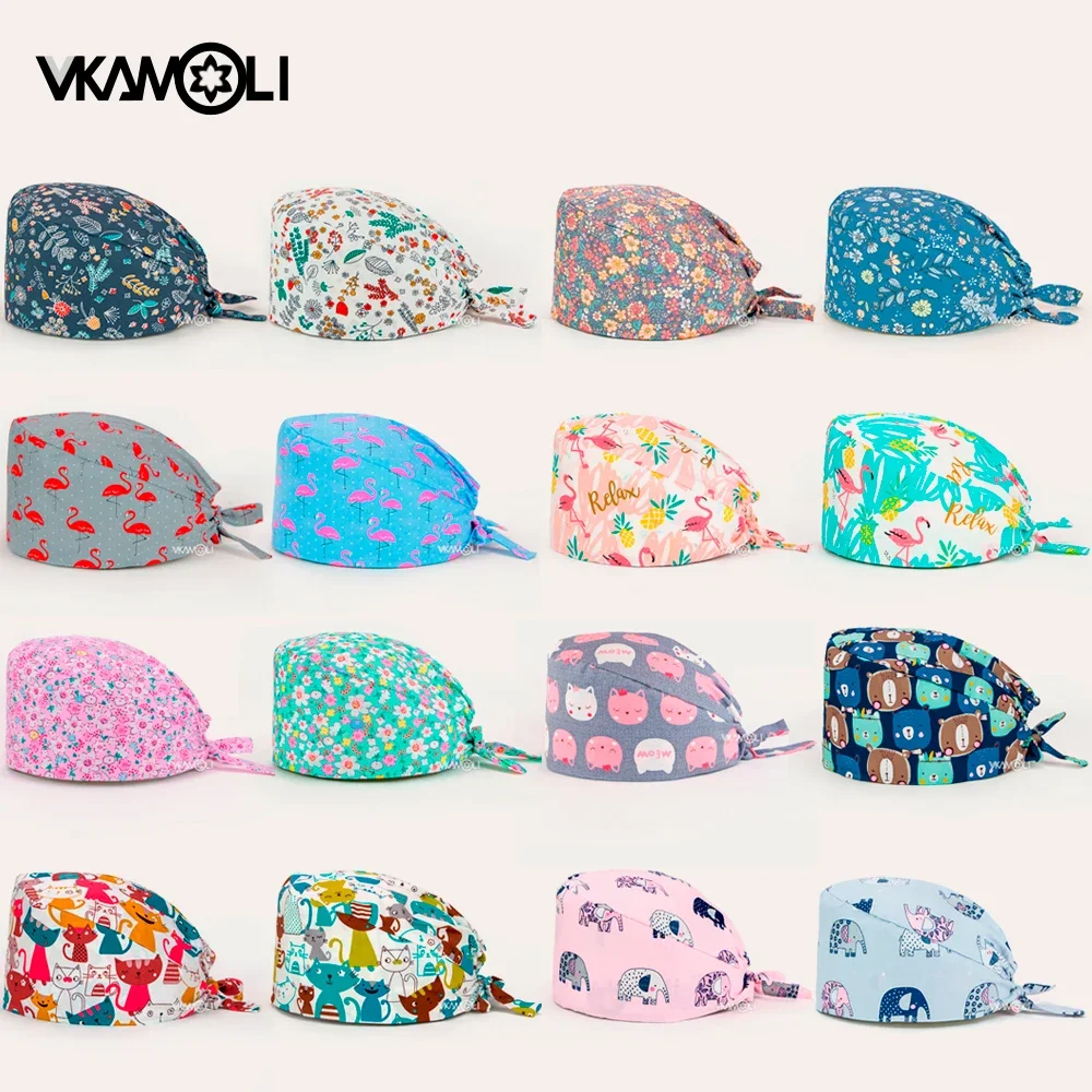 Wholesale scrubs caps Pet shop hats Beauty Cleaning cap cotton High Quality pet grooming nursing work cap medical accessories