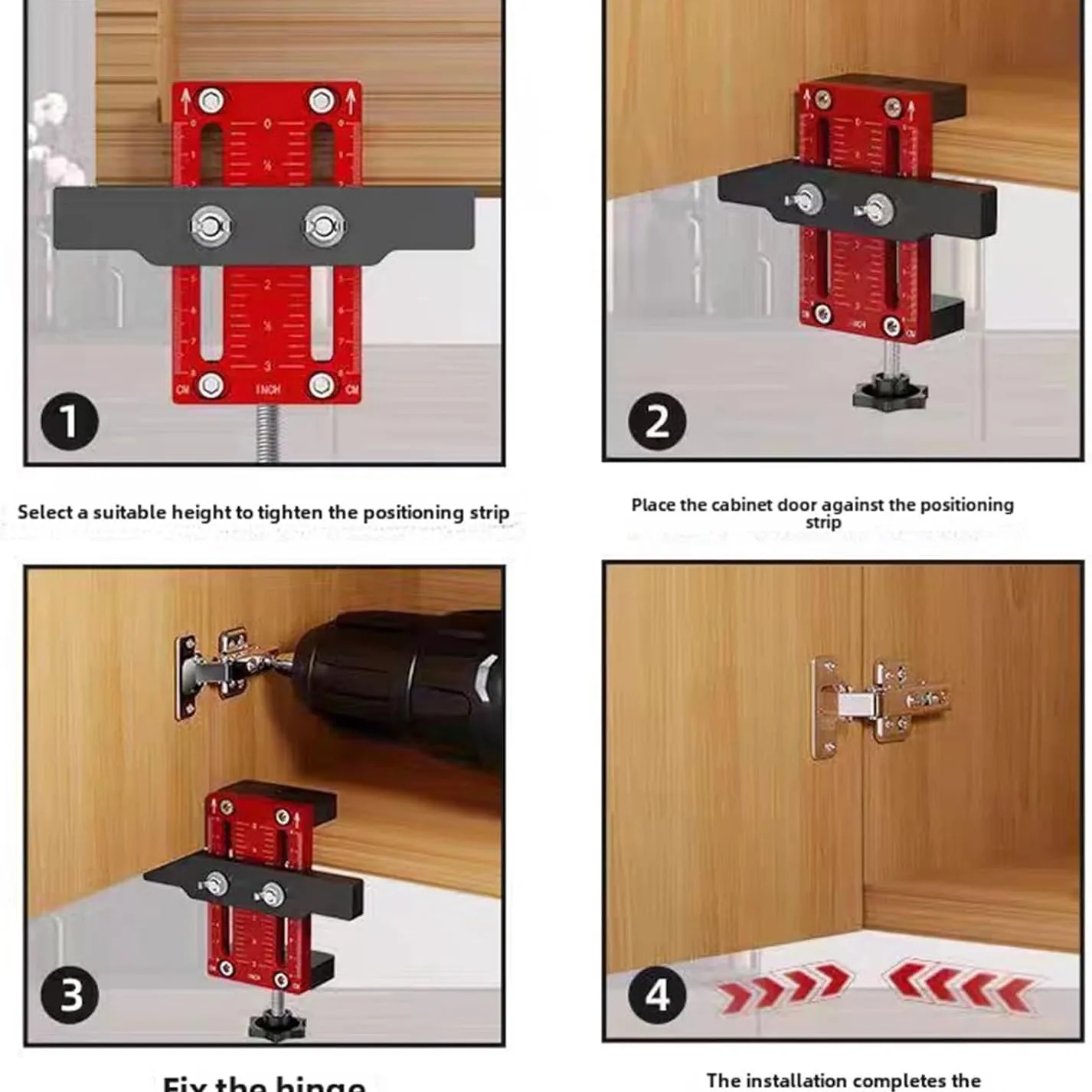 Precision Cabinet Door Handle Installation Locator Tool, Aluminum Alloy Handheld Measurement and Drilling Tool