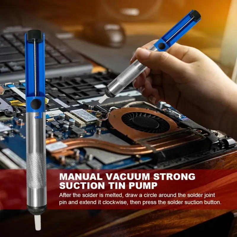 Portable Hand‑operated Desoldering Pump, Aluminium Alloy Vacuum Solder Remover Sucker Pen Circuit‑Board Welding Accessories Tool