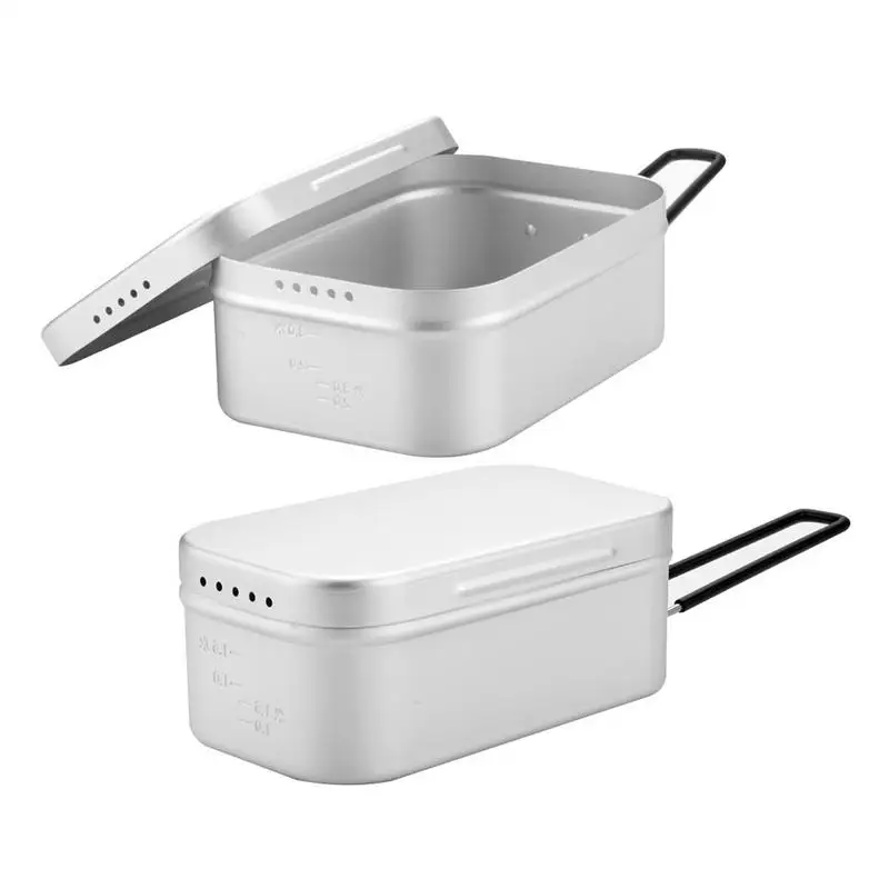 

Foldable Lunch Box With Drainer Camping Lunch Box Container Aluminium Lunchbox Lightweight Food Container With Lid Aluminium