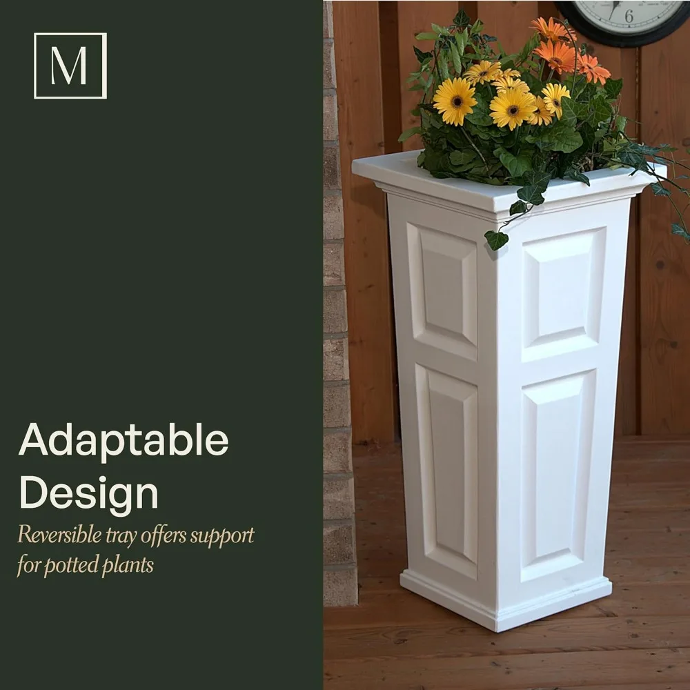 زارع ذاتي السقي مقاس 32 بوصة، مقاوم للطقس للزهور الخارجية على الفناء أو الشرفة #5