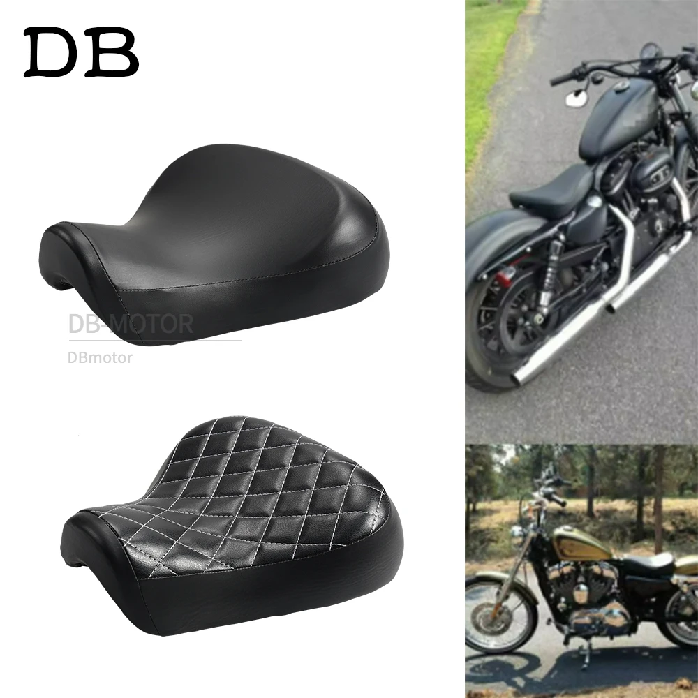 Black Driver Rider Solo Seat Motorcycle PU Leather Pad Fit For Harley Davidson Sportster XL 883 1200 Forty Eight 48 72 1983-2003