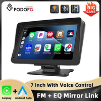 Podofo Dashboard Car Monitor 7 ''Car DVR Carplay Android Auto AirPlay Mirror Cast FM Voice Control Bluetooth Smart Screen Player