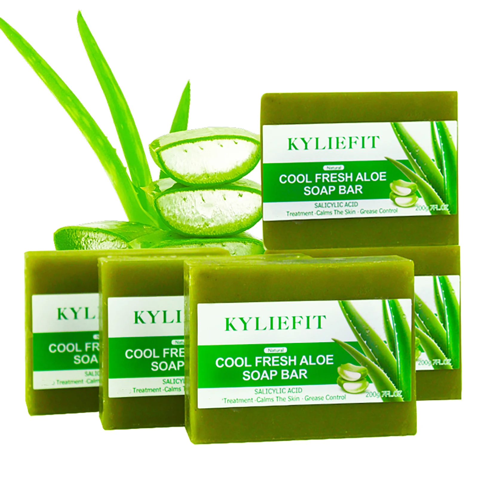 

KYLIEFIT Organic Aloe Vera Soap Bar- Face, Hand, and Body Wash - Cleansing & Moisturizing, Remove Black Spots, Skin Glowing