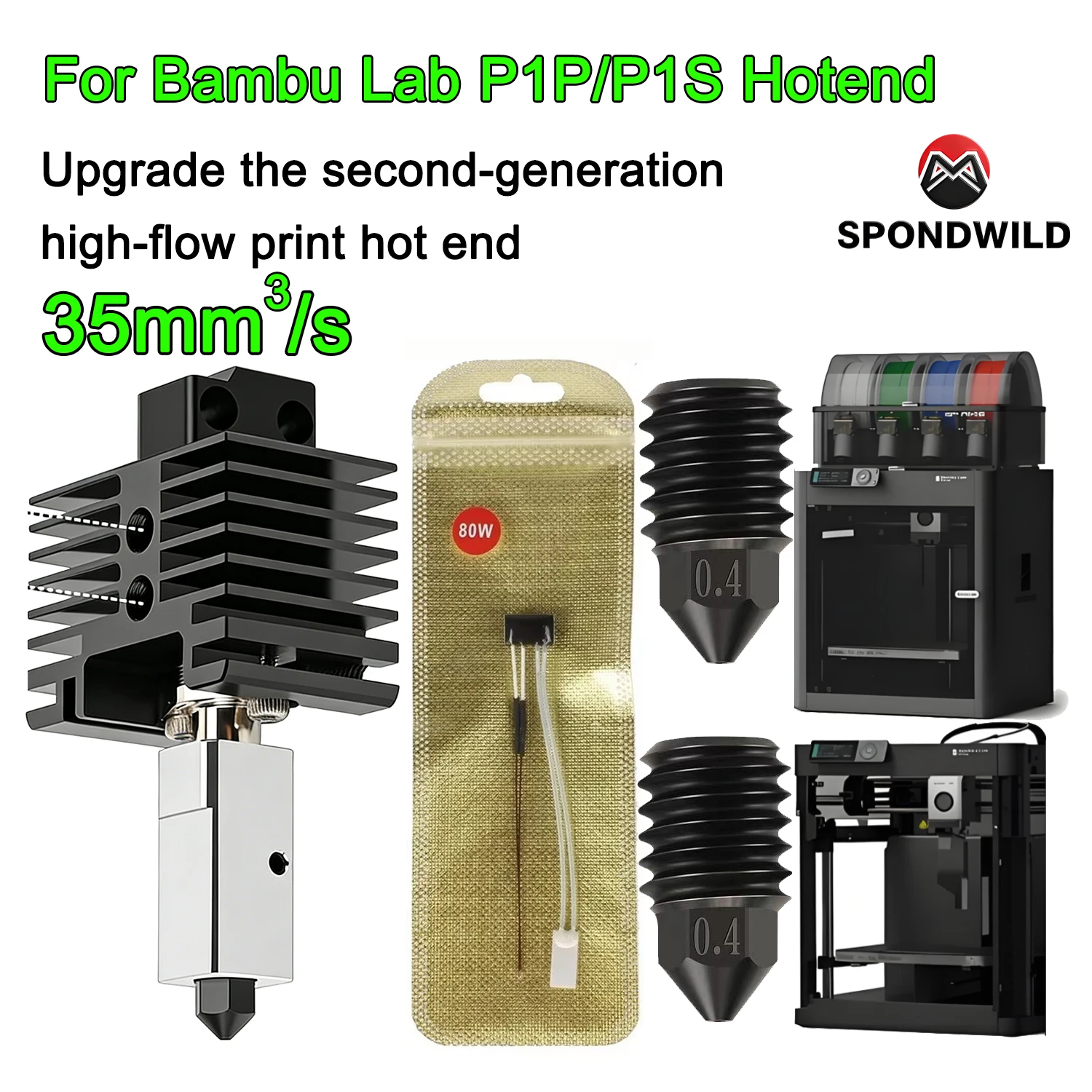 �y�Z�[�����zSPONDWILD P1P �z�b�g�G���h Bambu Lab P1S �A�b�v�O���[�h�p ������ ���O���\ �d���|�m�Y�� 0.2 0.4 0.6 0.8 ���� 3D�v�����^�[