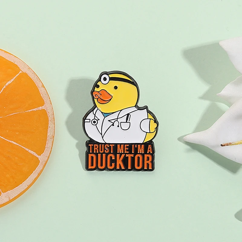 Trust Me I'm A Doctor Enamel Pin Cartoon Ducktor Veterinary Funny Humorous Animal Brooches Lapel Badge Jewelry Gifts For Friends - view 3