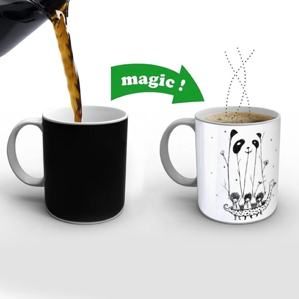 Fake Pandas Have More Fun Creativity Change Color Chang mug Ceramic mug Hot Coffee Cup Breakfast Cup Mug Friend Gift