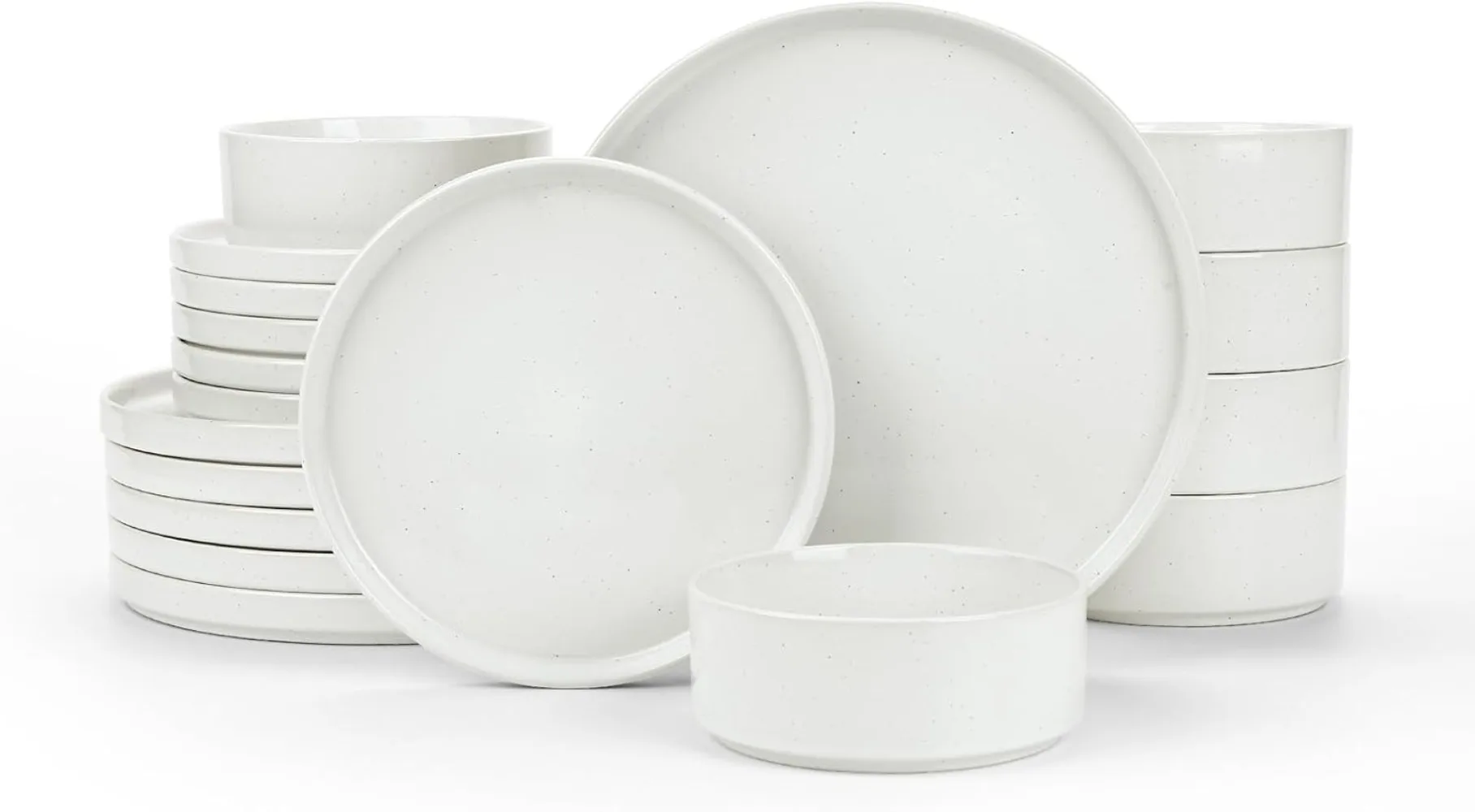 Famiware Dinnerware Set Nebula Plates and Bowls Sets, 18 Pieces Dinnerware Sets, Dishes Set for 6, White