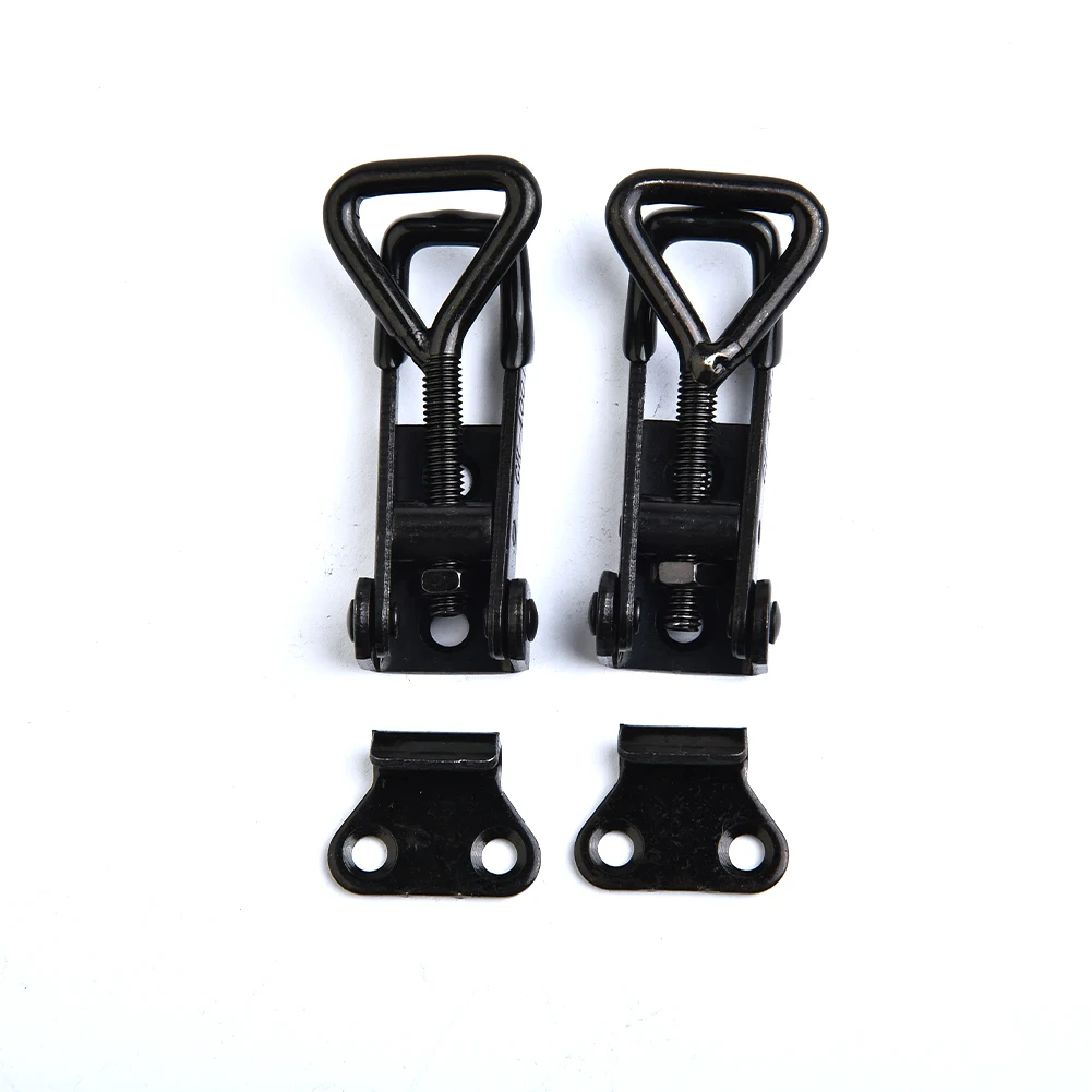 

Black Adjustable Toggle Clamp Hasp Catch Clip for Handle less Boxes and Vehicles 220lbs Holding Capacity (2 Pack)