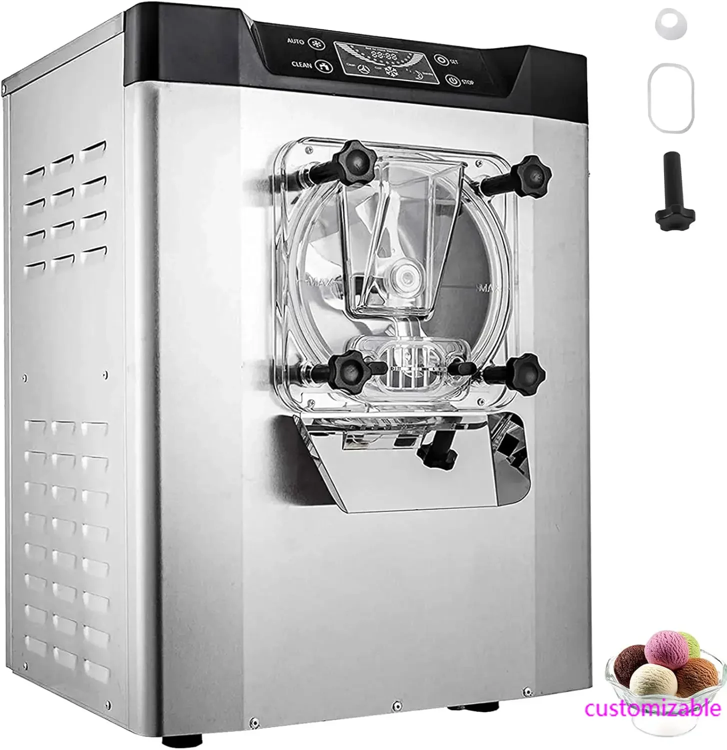 

Commercial Ice Cream Machine 1400W 20/5.3 Gph Hard Serve Ice Cream Maker with LED Display Screen Auto Shut-Off Timer One