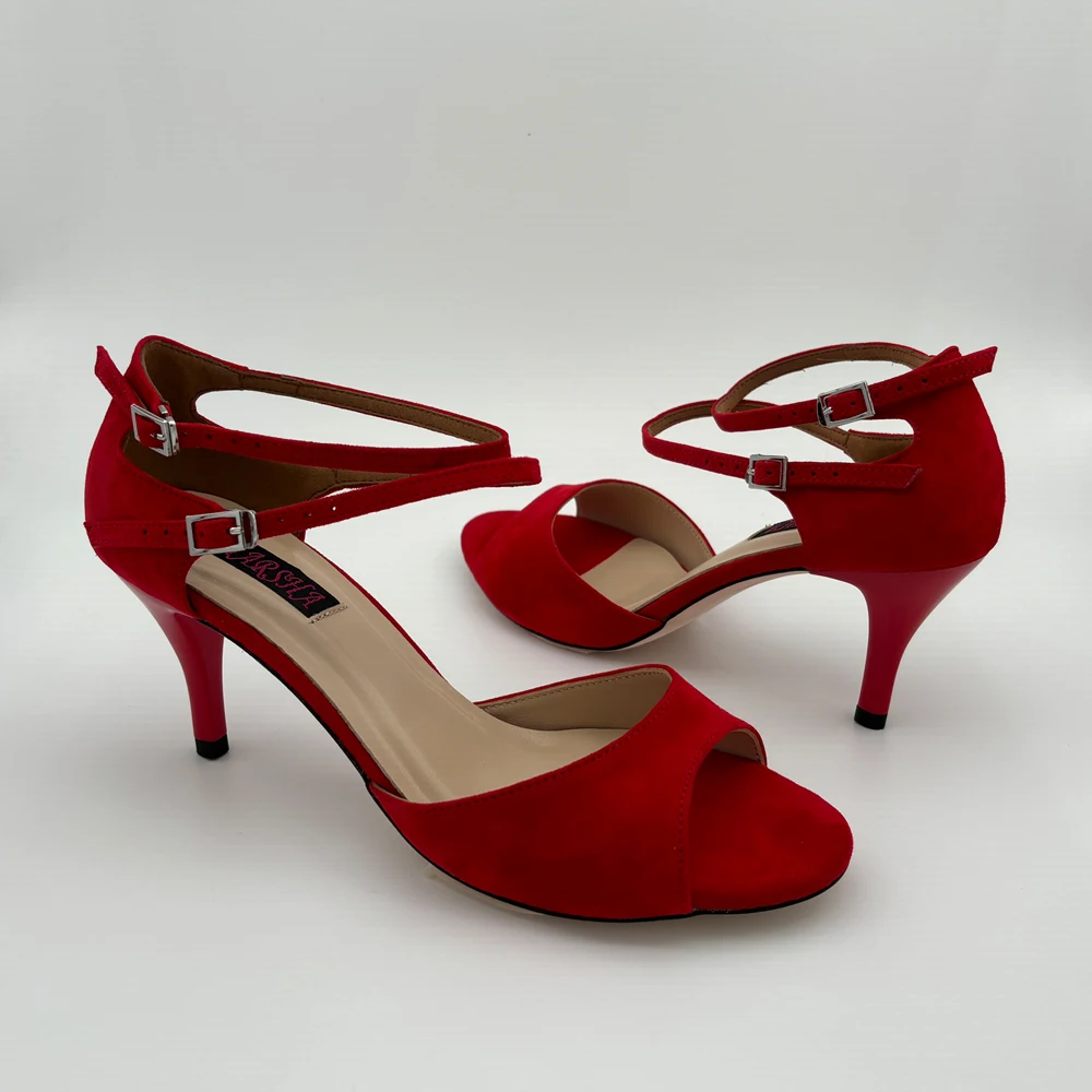 

Classical Red Flamenco Dance Shoes Argentina Tango Shoes pratice shoes T628257RS Leather Hard Sole 7.5cm 9cm heel available