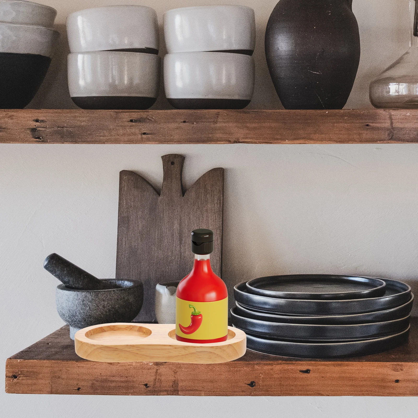 

1pc Non Slip Wooden Base For Grinder Seasoning Storage Scratch Free Space Organizer Kitchen Tray Coffee Bar Table Decor