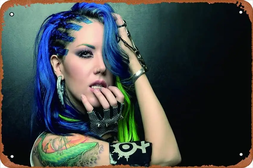 Music Arch Enemy Band Sweden Alissa - Alissa White Gluz Tattoos Plaque Poster Metal Tin Sign  Vintage Retro Wall Decor