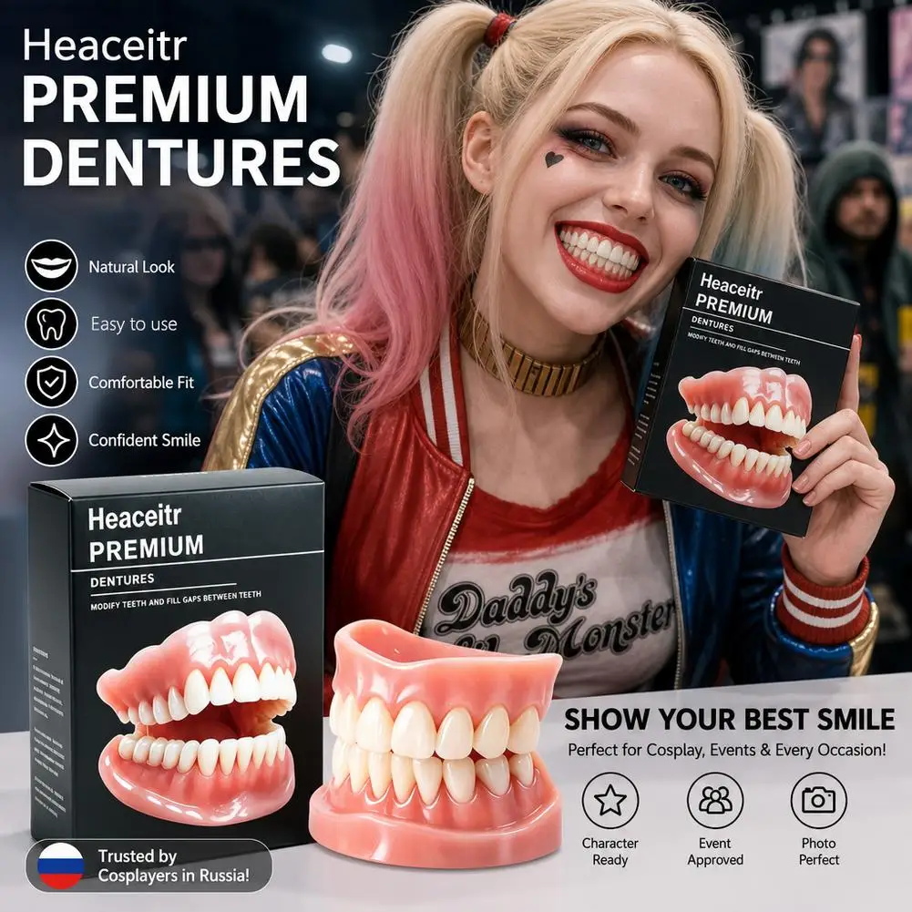 Latest Technology Complete Set of High-end Silicone Dentures Adjustable Dentures Confident Smile Oral Care Reusable Teeth