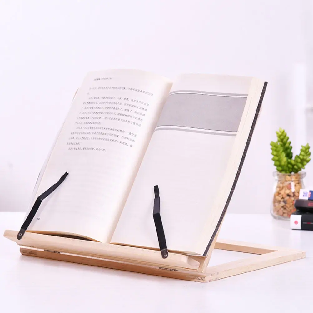 Wooden Adjustable Book Stand Multi-Function Desktop Reading Rack for Books Magazines Sheet Music Recipe Cookbook Holder